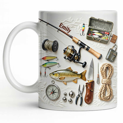 Personalize Your Fishing Passion With Tackle Box And Fish Design - Personalized Custom Coffee Mug - JBS100_MG