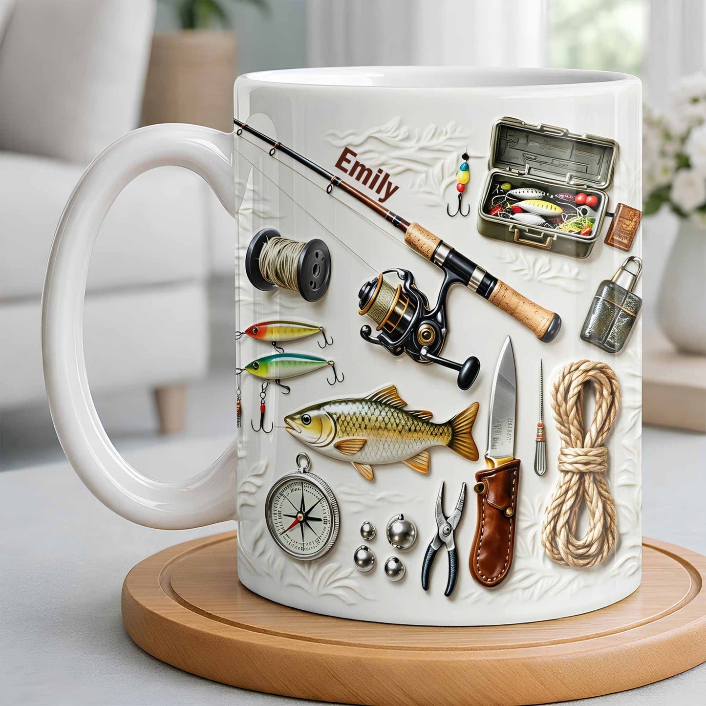 Personalize Your Fishing Passion With Tackle Box And Fish Design - Personalized Custom Coffee Mug - JBS100_MG