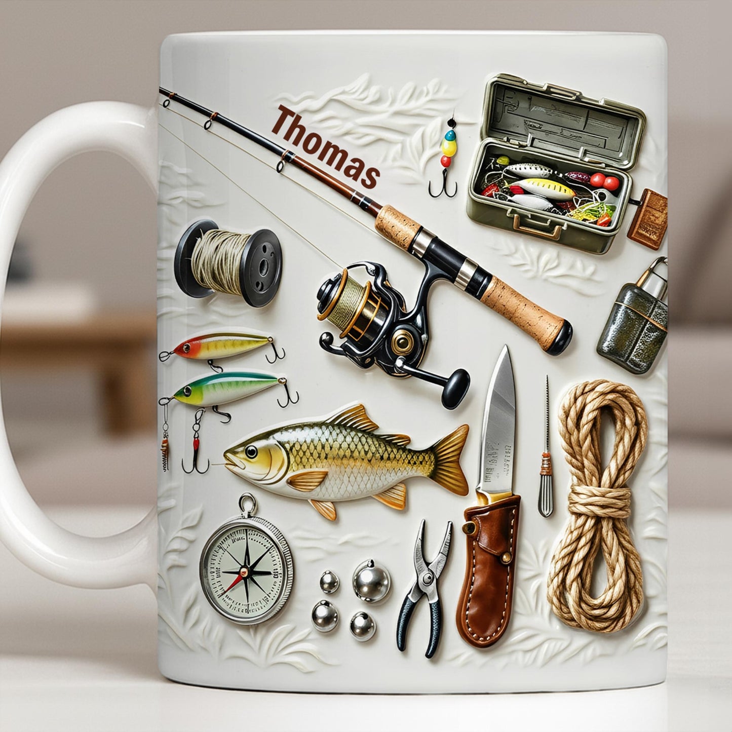 Personalize Your Fishing Passion With Tackle Box And Fish Design - Personalized Custom Coffee Mug - JBS100_MG