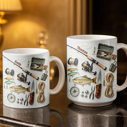 Personalize Your Fishing Passion With Tackle Box And Fish Design - Personalized Custom Coffee Mug - JBS100_MG