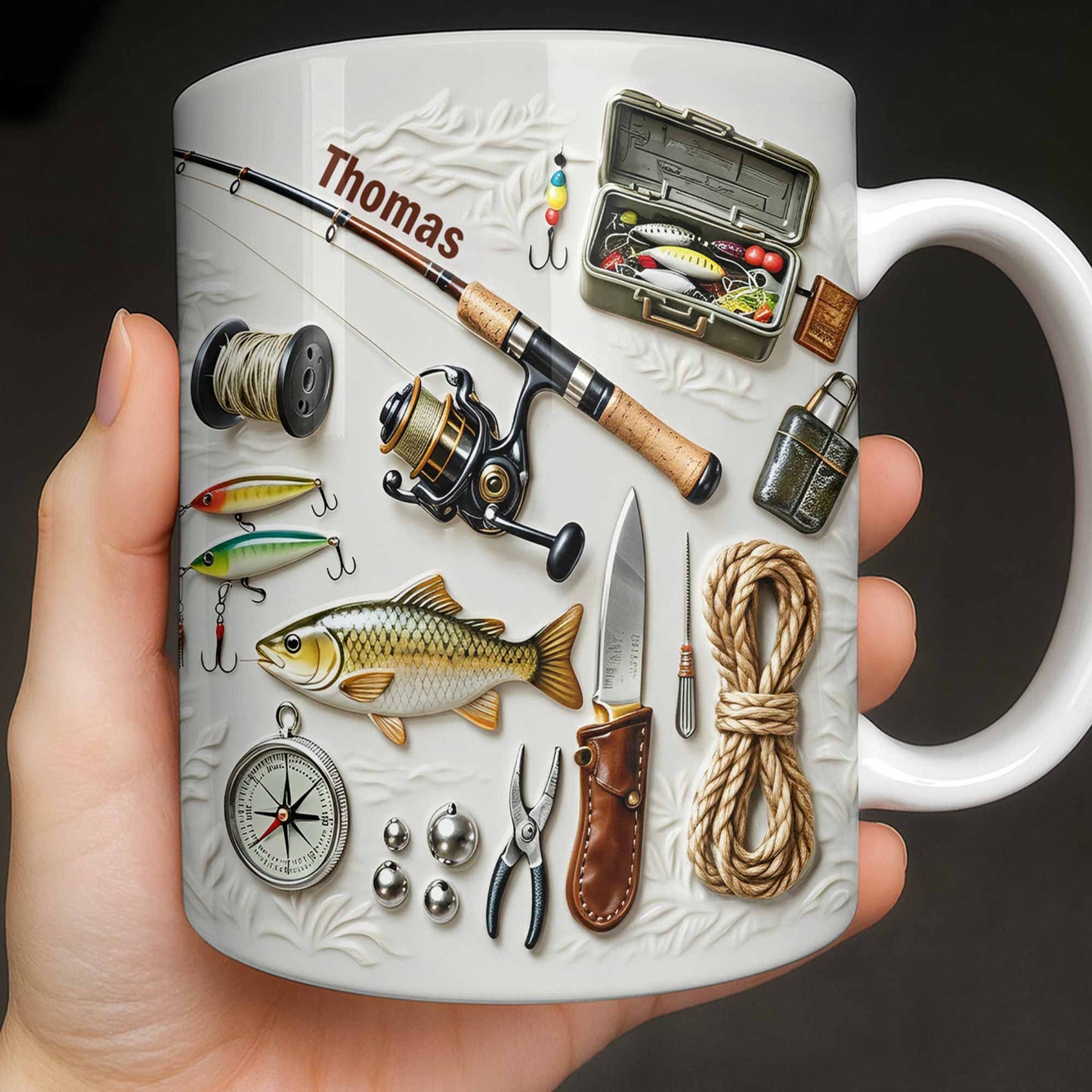 Personalize Your Fishing Passion With Tackle Box And Fish Design - Personalized Custom Coffee Mug - JBS100_MG