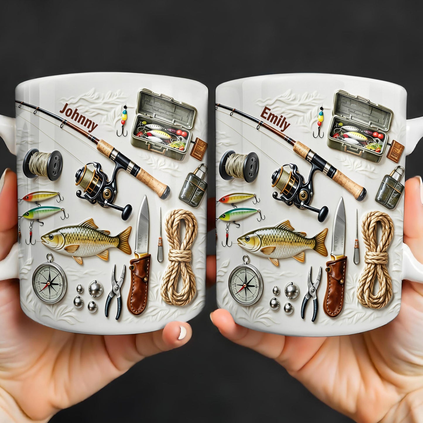 Personalize Your Fishing Passion With Tackle Box And Fish Design - Personalized Custom Coffee Mug - JBS100_MG