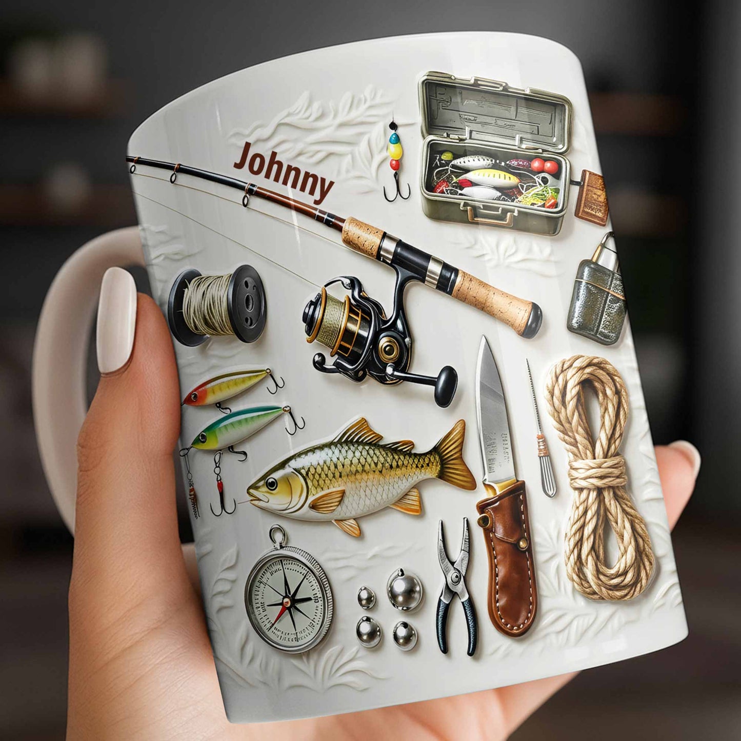 Personalize Your Fishing Passion With Tackle Box And Fish Design - Personalized Custom Coffee Mug - JBS100_MG