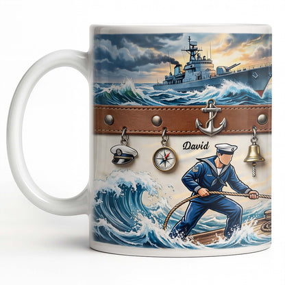 To My Courageous Sailor, Ship And Ocean Waves Design - Personalized Custom Coffee Mug - JBS103_MG