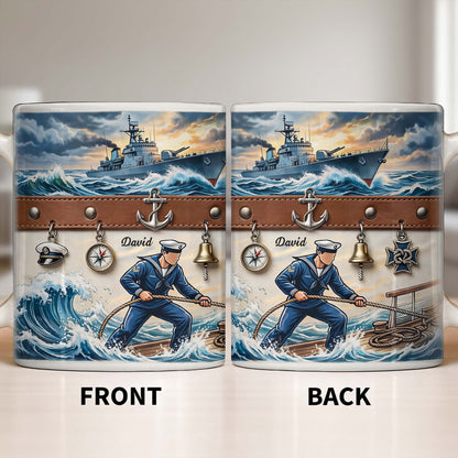 To My Courageous Sailor, Ship And Ocean Waves Design - Personalized Custom Coffee Mug - JBS103_MG