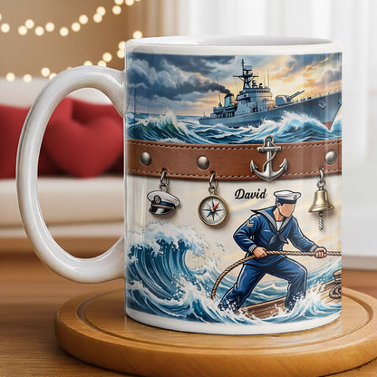 To My Courageous Sailor, Ship And Ocean Waves Design - Personalized Custom Coffee Mug - JBS103_MG