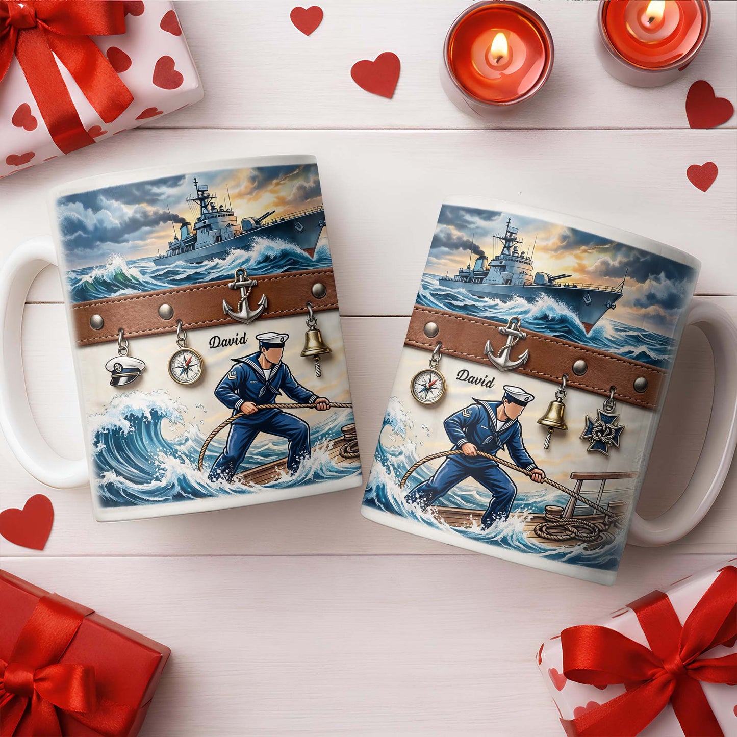 To My Courageous Sailor, Ship And Ocean Waves Design - Personalized Custom Coffee Mug - JBS103_MG