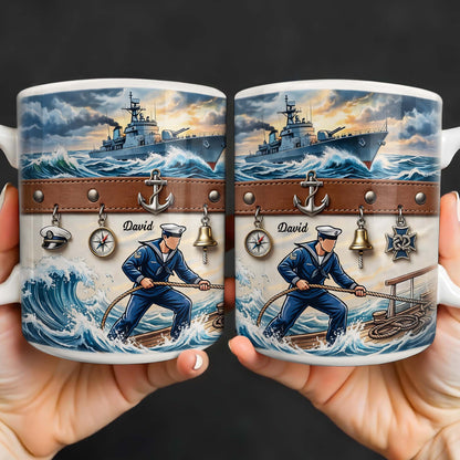 To My Courageous Sailor, Ship And Ocean Waves Design - Personalized Custom Coffee Mug - JBS103_MG