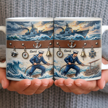 To My Courageous Sailor, Ship And Ocean Waves Design - Personalized Custom Coffee Mug - JBS103_MG