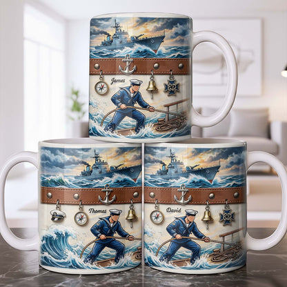 To My Courageous Sailor, Ship And Ocean Waves Design - Personalized Custom Coffee Mug - JBS103_MG