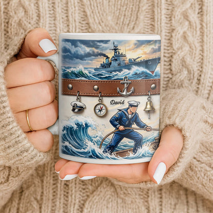 To My Courageous Sailor, Ship And Ocean Waves Design - Personalized Custom Coffee Mug - JBS103_MG
