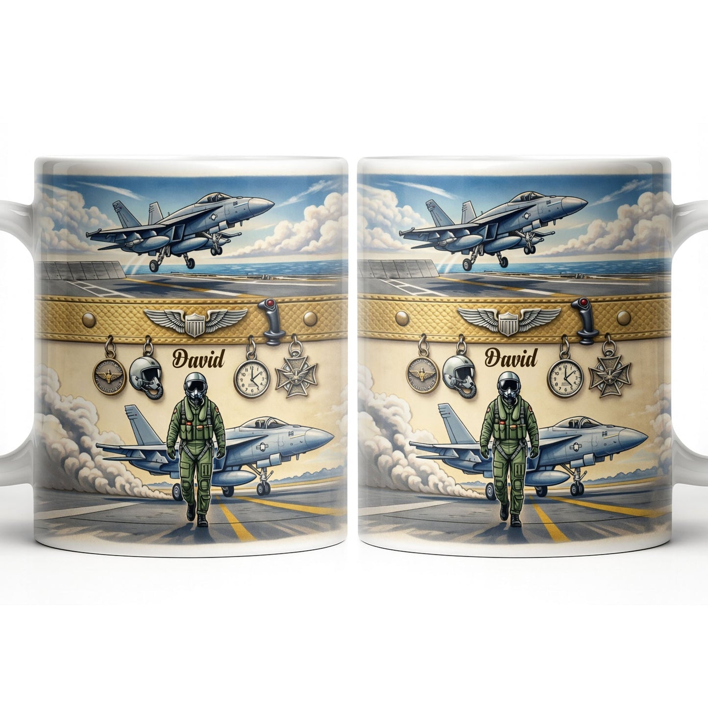 Customizable Military Pilot And Jets Theme - Personalized Custom Coffee Mug - JBS104_MG