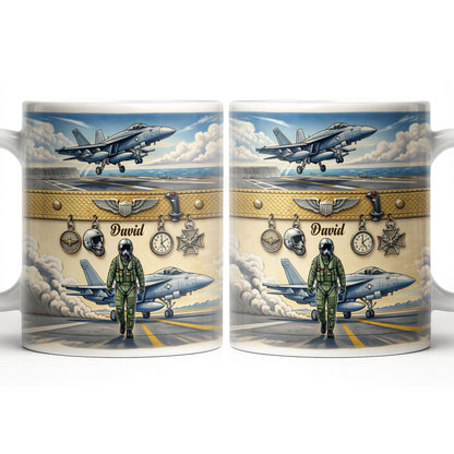 Customizable Military Pilot And Jets Theme - Personalized Custom Coffee Mug - JBS104_MG