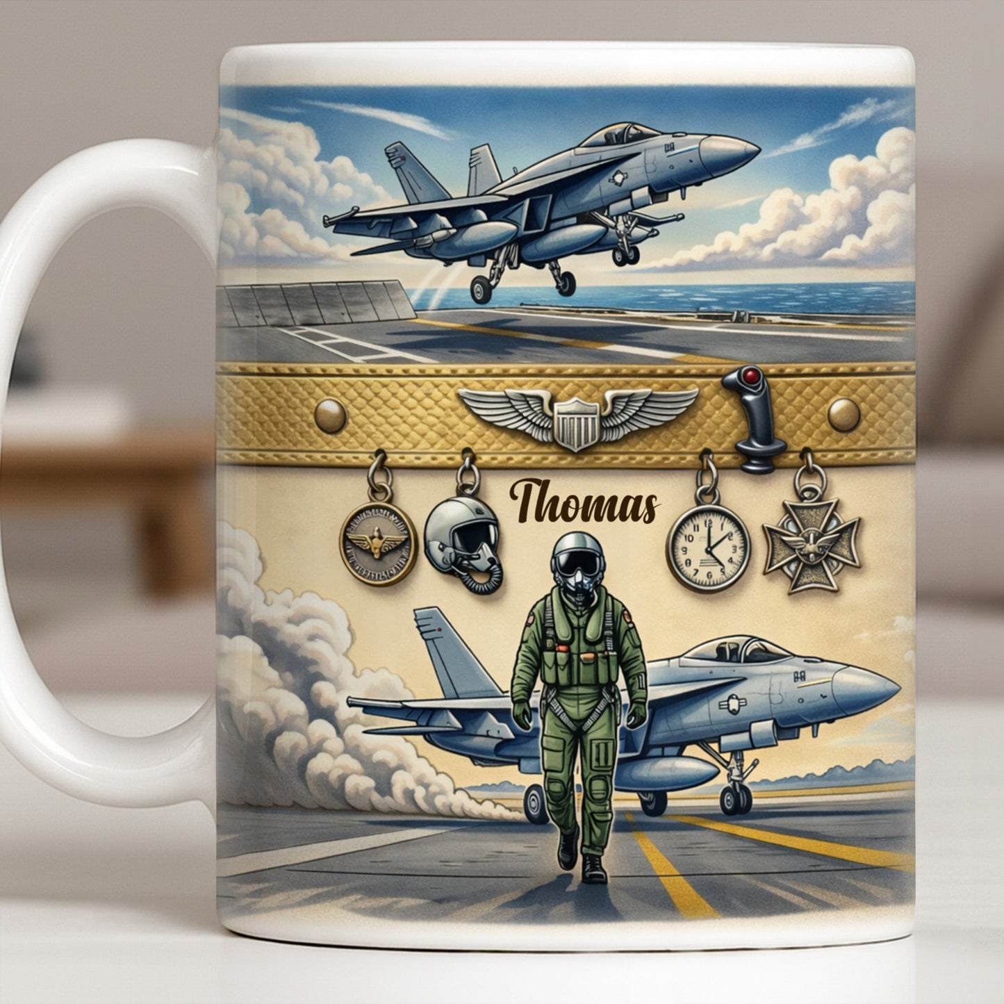 Customizable Military Pilot And Jets Theme - Personalized Custom Coffee Mug - JBS104_MG