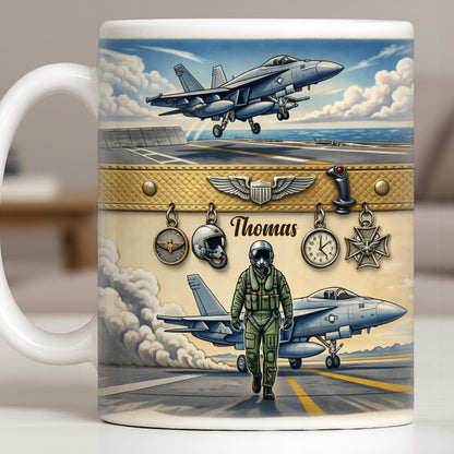 Customizable Military Pilot And Jets Theme - Personalized Custom Coffee Mug - JBS104_MG