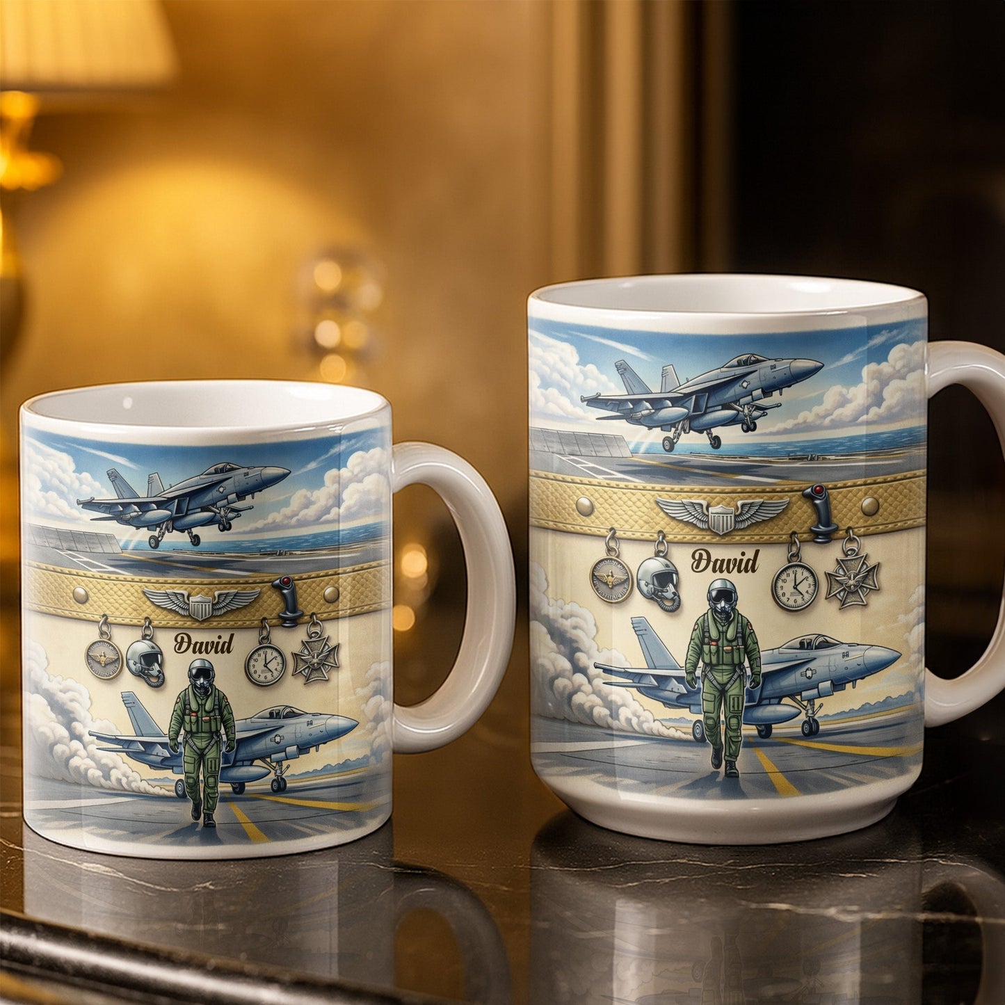 Customizable Military Pilot And Jets Theme - Personalized Custom Coffee Mug - JBS104_MG