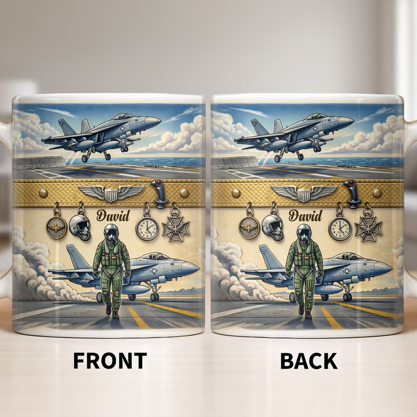 Customizable Military Pilot And Jets Theme - Personalized Custom Coffee Mug - JBS104_MG