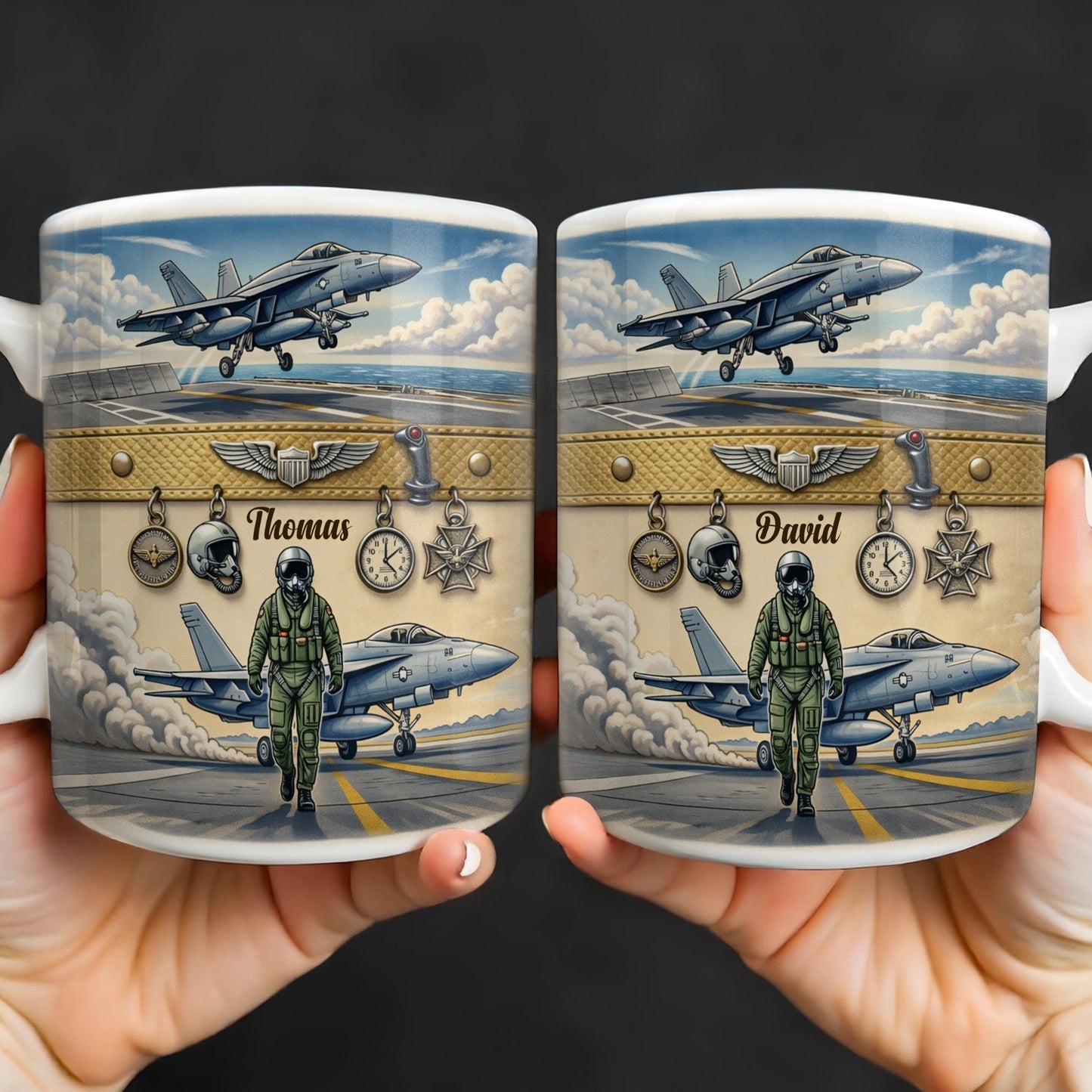 Customizable Military Pilot And Jets Theme - Personalized Custom Coffee Mug - JBS104_MG
