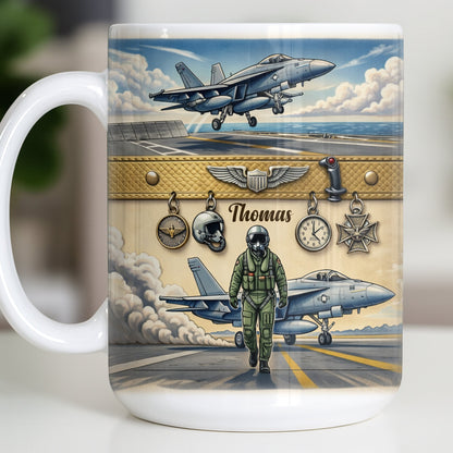 Customizable Military Pilot And Jets Theme - Personalized Custom Coffee Mug - JBS104_MG