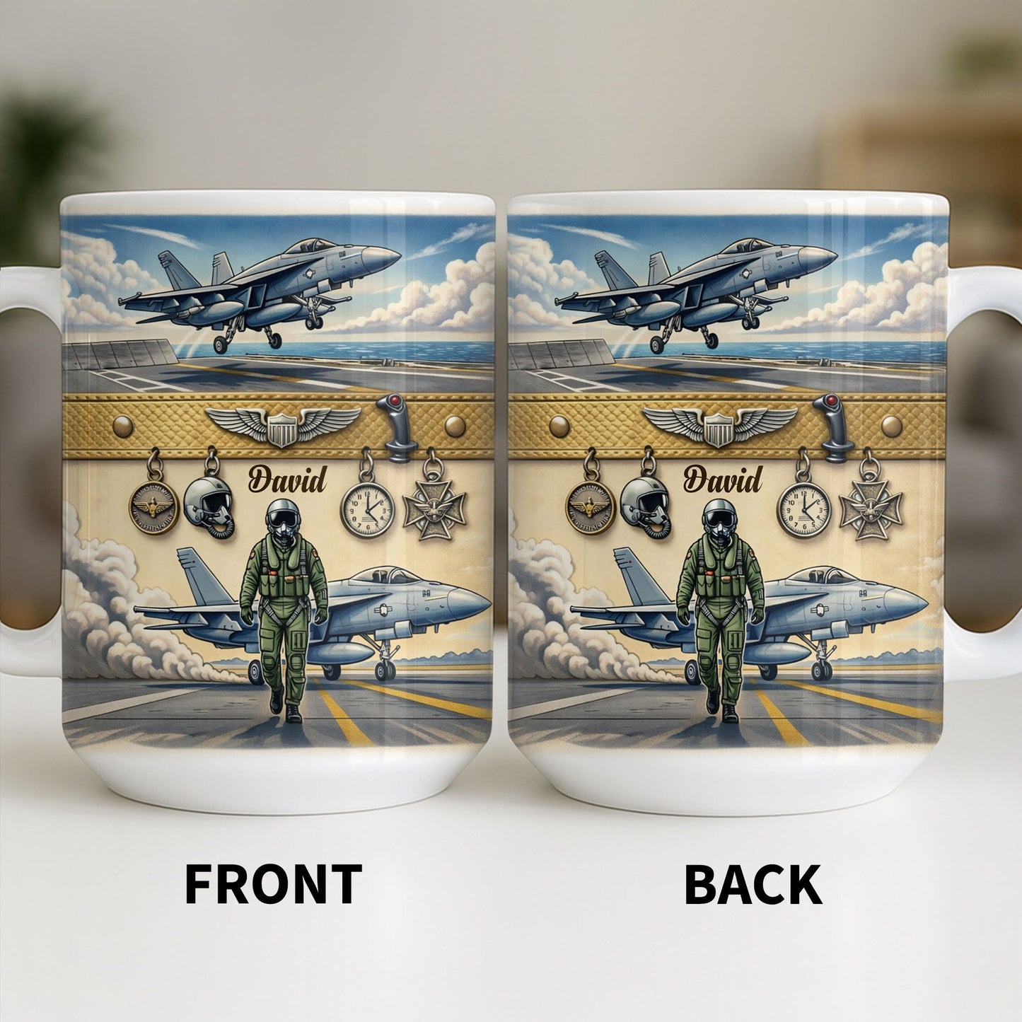 Customizable Military Pilot And Jets Theme - Personalized Custom Coffee Mug - JBS104_MG