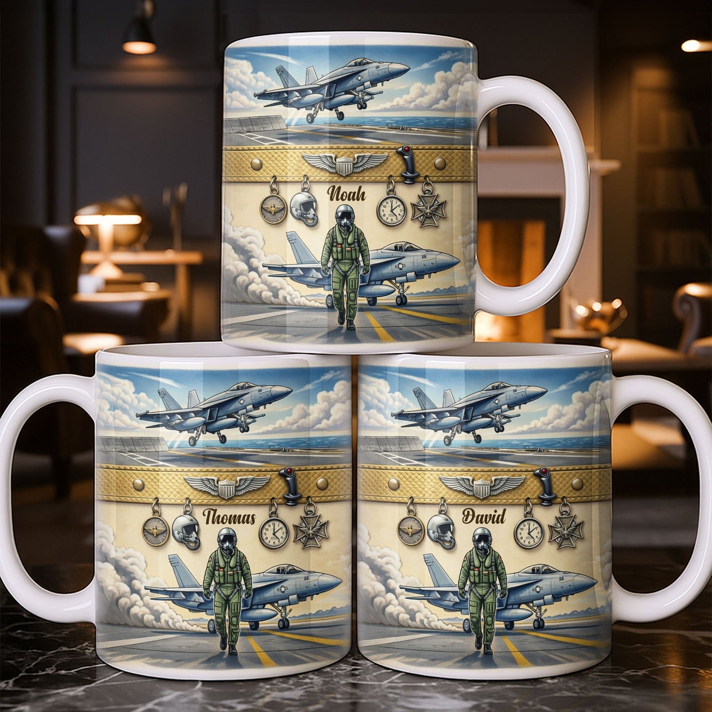 Customizable Military Pilot And Jets Theme - Personalized Custom Coffee Mug - JBS104_MG