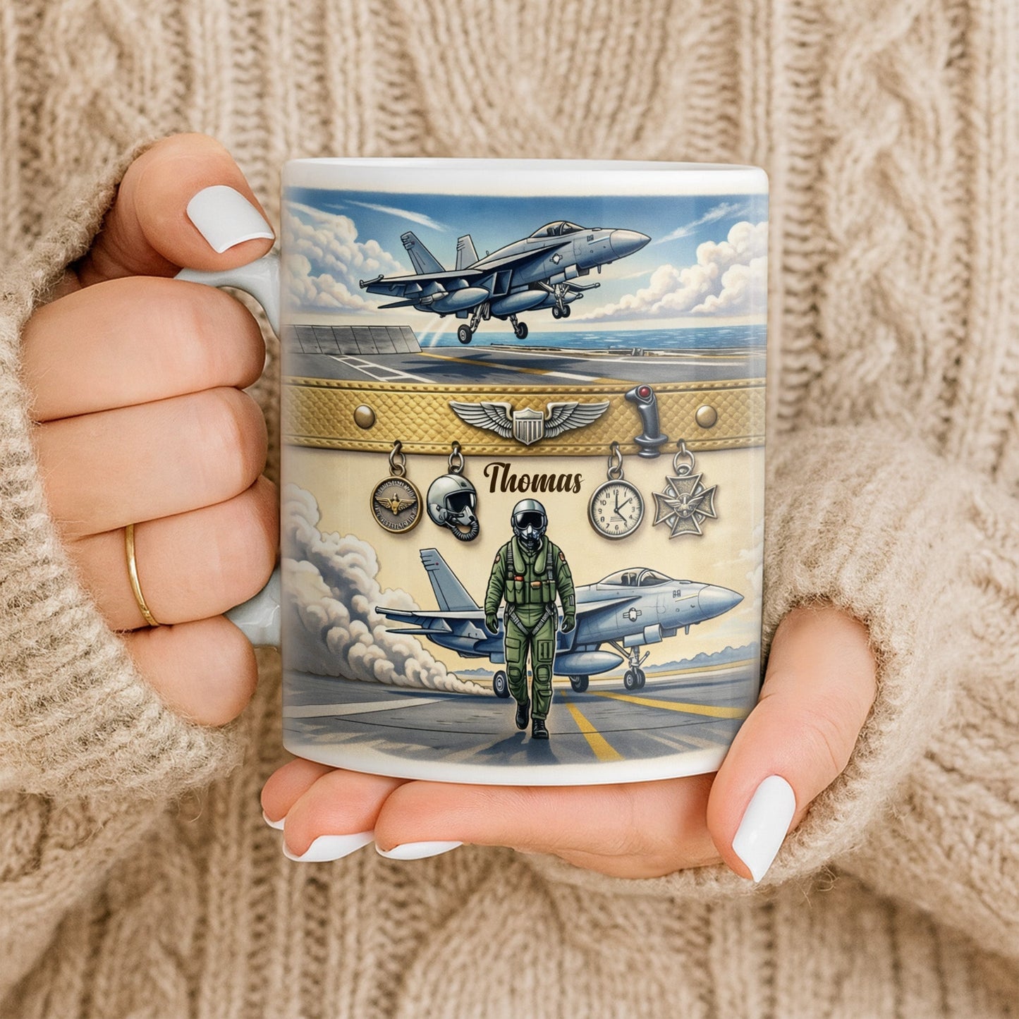 Customizable Military Pilot And Jets Theme - Personalized Custom Coffee Mug - JBS104_MG