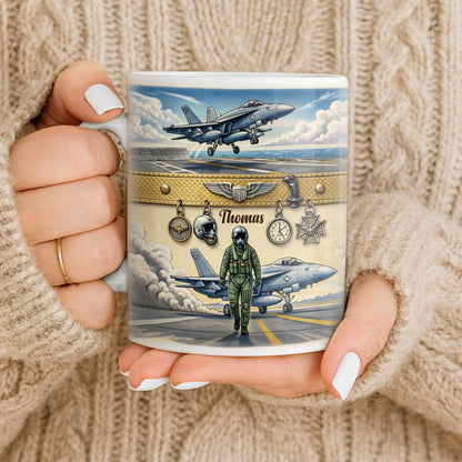 Customizable Military Pilot And Jets Theme - Personalized Custom Coffee Mug - JBS104_MG