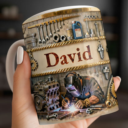 Customizable Name, Tools And Gears - Personalized Custom Coffee Mug - JBS107_MG