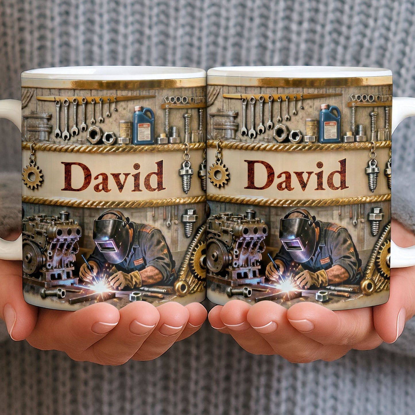 Customizable Name, Tools And Gears - Personalized Custom Coffee Mug - JBS107_MG