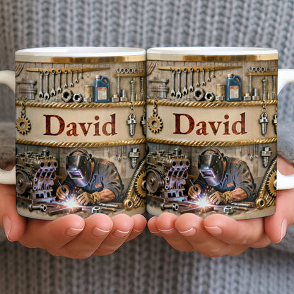 Customizable Name, Tools And Gears - Personalized Custom Coffee Mug - JBS107_MG