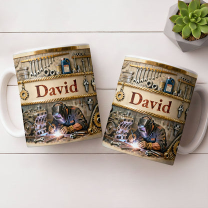Customizable Name, Tools And Gears - Personalized Custom Coffee Mug - JBS107_MG