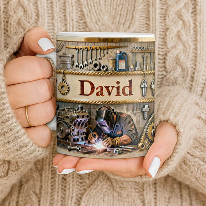 Customizable Name, Tools And Gears - Personalized Custom Coffee Mug - JBS107_MG