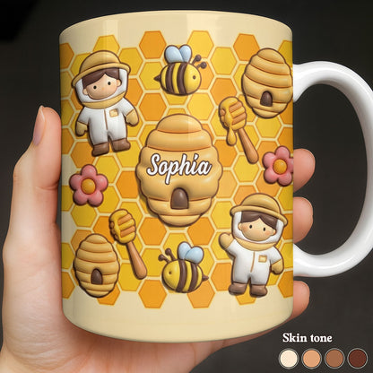 Celebrate A Special Bond With Bee And Honeycomb Design - Personalized Custom Coffee Mug - JBS116_MG