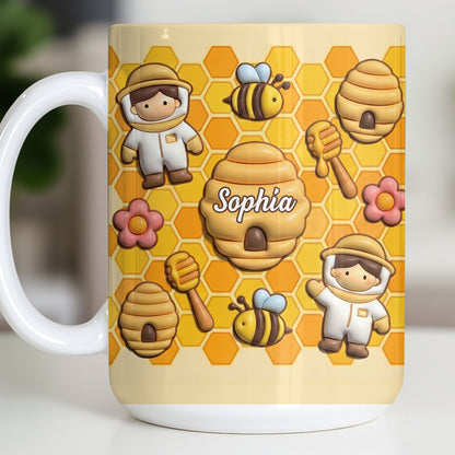 Celebrate A Special Bond With Bee And Honeycomb Design - Personalized Custom Coffee Mug - JBS116_MG