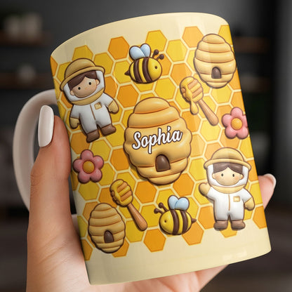 Celebrate A Special Bond With Bee And Honeycomb Design - Personalized Custom Coffee Mug - JBS116_MG