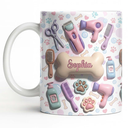 Gift For Pet Grooming Essentials And Paw Prints - Personalized Custom Coffee Mug - JBS117_MG