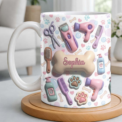 Gift For Pet Grooming Essentials And Paw Prints - Personalized Custom Coffee Mug - JBS117_MG