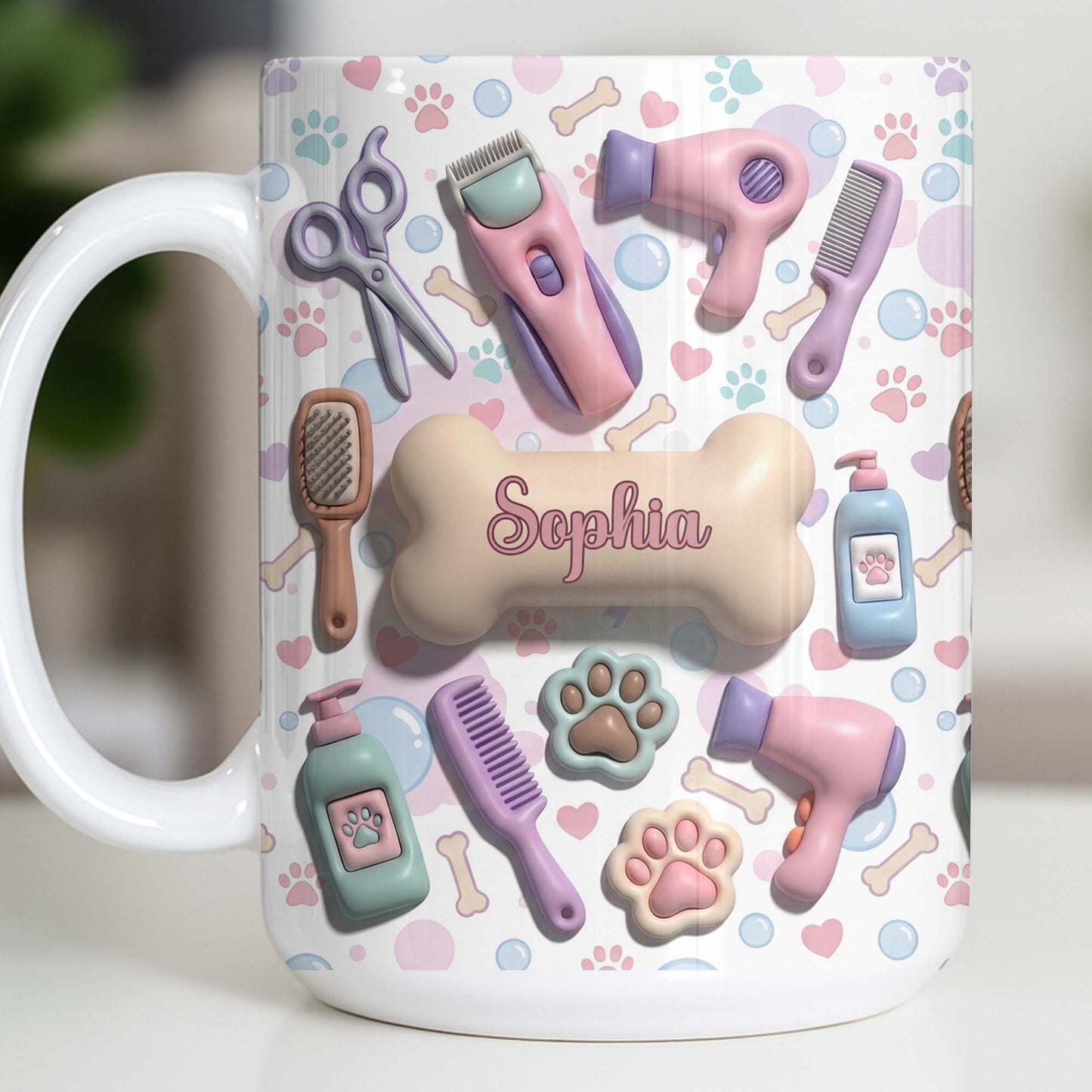 Gift For Pet Grooming Essentials And Paw Prints - Personalized Custom Coffee Mug - JBS117_MG