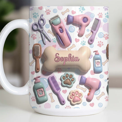 Gift For Pet Grooming Essentials And Paw Prints - Personalized Custom Coffee Mug - JBS117_MG
