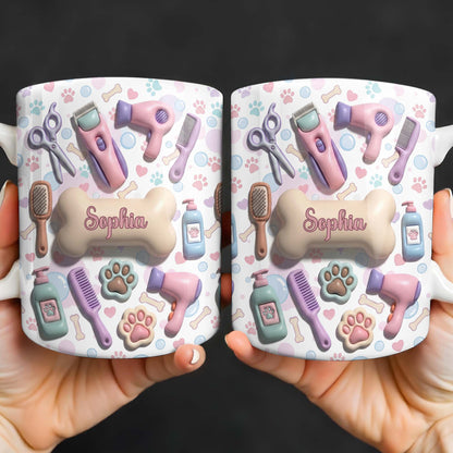 Gift For Pet Grooming Essentials And Paw Prints - Personalized Custom Coffee Mug - JBS117_MG
