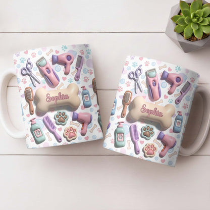 Gift For Pet Grooming Essentials And Paw Prints - Personalized Custom Coffee Mug - JBS117_MG
