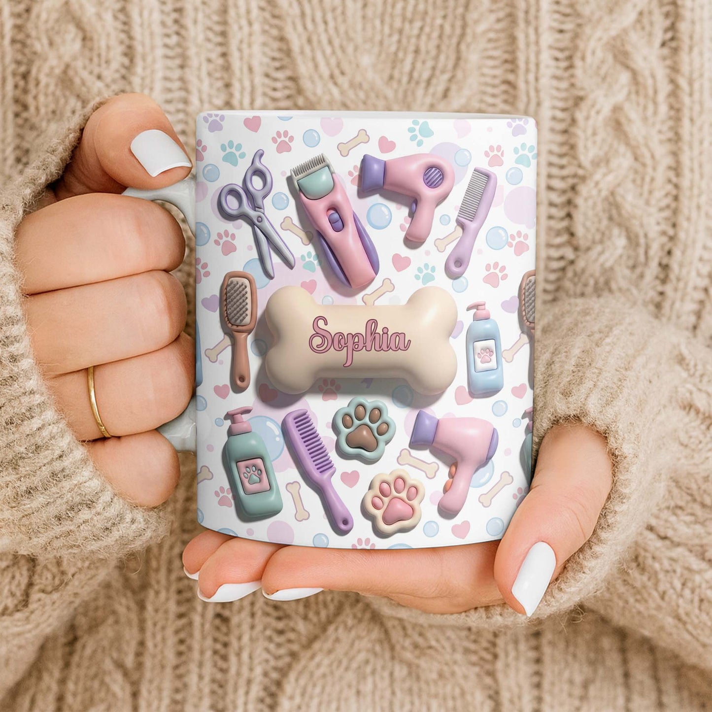 Gift For Pet Grooming Essentials And Paw Prints - Personalized Custom Coffee Mug - JBS117_MG