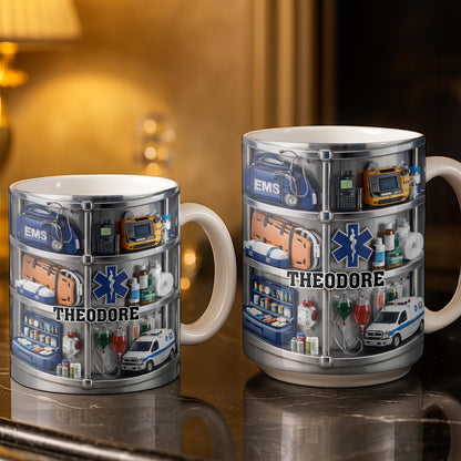 Celebrate Everyday Heroes With EMS Tools And Ambulance - Personalized Custom Coffee Mug - JBS122_MG