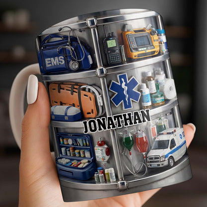 Celebrate Everyday Heroes With EMS Tools And Ambulance - Personalized Custom Coffee Mug - JBS122_MG