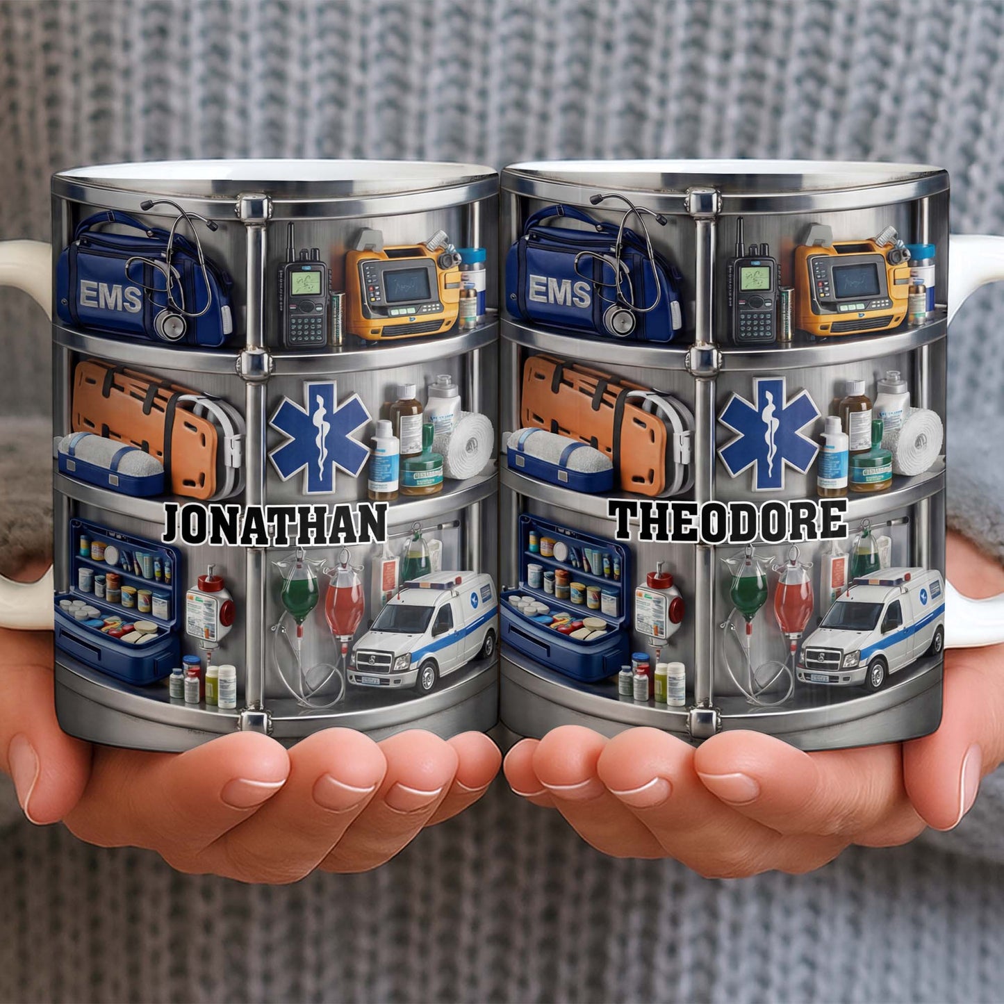 Celebrate Everyday Heroes With EMS Tools And Ambulance - Personalized Custom Coffee Mug - JBS122_MG
