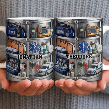 Celebrate Everyday Heroes With EMS Tools And Ambulance - Personalized Custom Coffee Mug - JBS122_MG