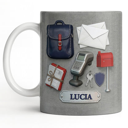Postal Worker Essentials, Mail Bag And Scanner - Personalized Custom Coffee Mug - JBS125_MG