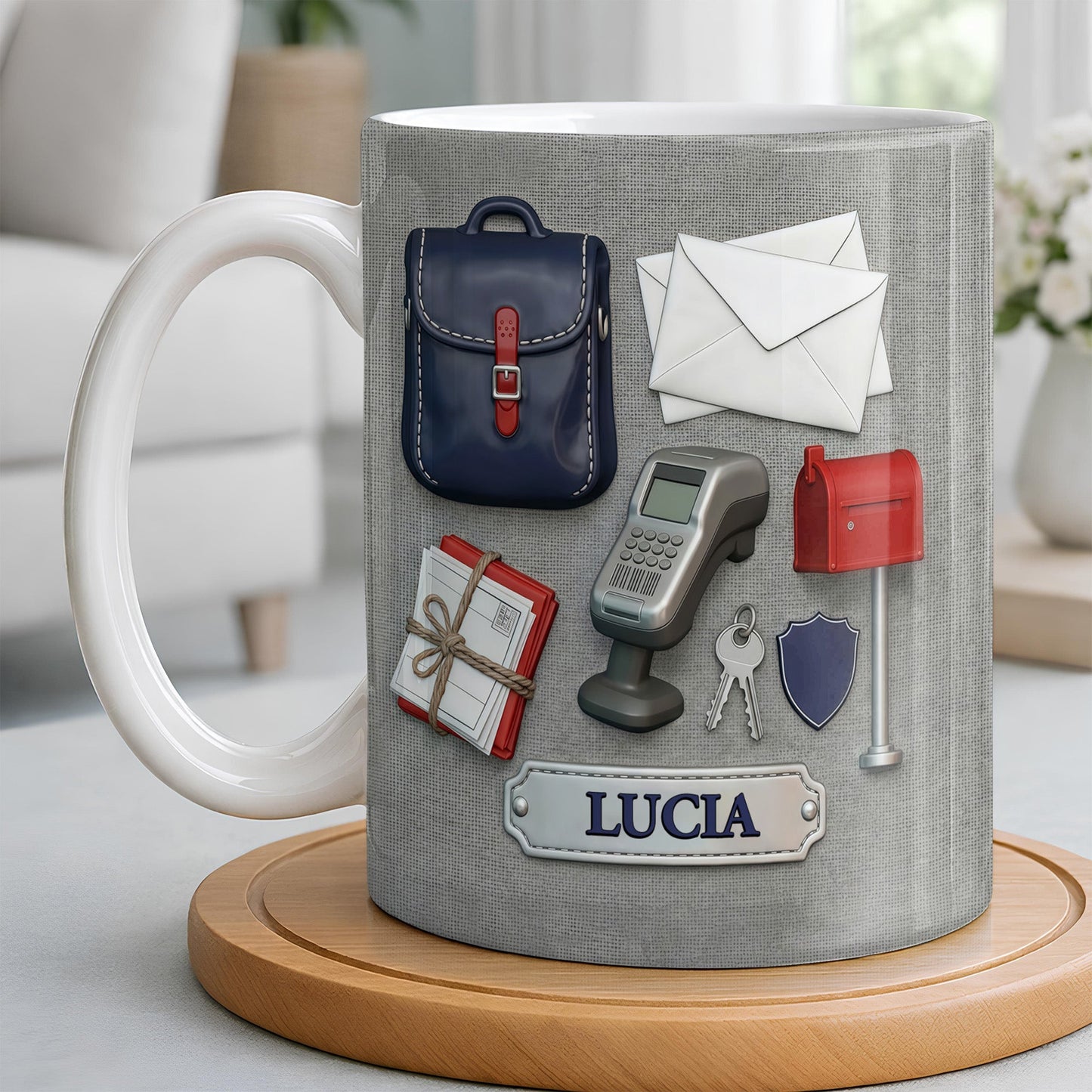 Postal Worker Essentials, Mail Bag And Scanner - Personalized Custom Coffee Mug - JBS125_MG