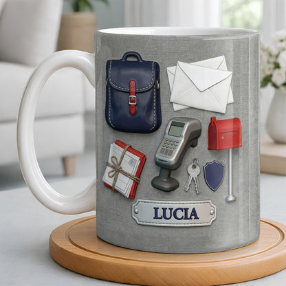 Postal Worker Essentials, Mail Bag And Scanner - Personalized Custom Coffee Mug - JBS125_MG