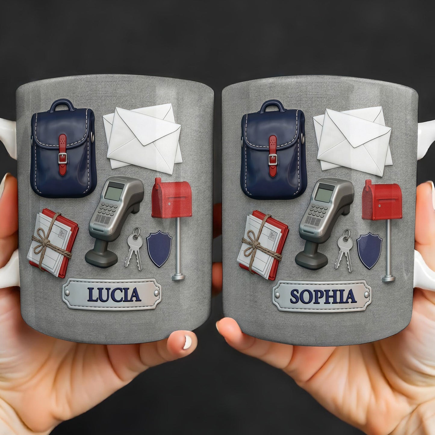 Postal Worker Essentials, Mail Bag And Scanner - Personalized Custom Coffee Mug - JBS125_MG